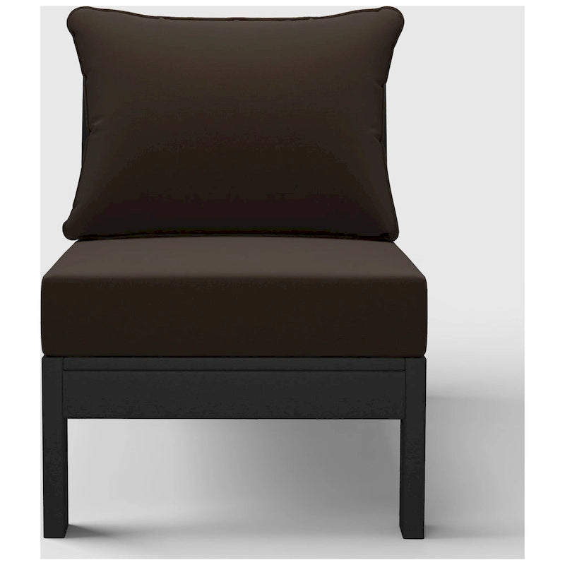 Polytrends Birchwood Sedia senza braccioli da esterno per patio con seduta profonda in HDPE per tutte le stagioni, nera con cuscini (1 pezzo)