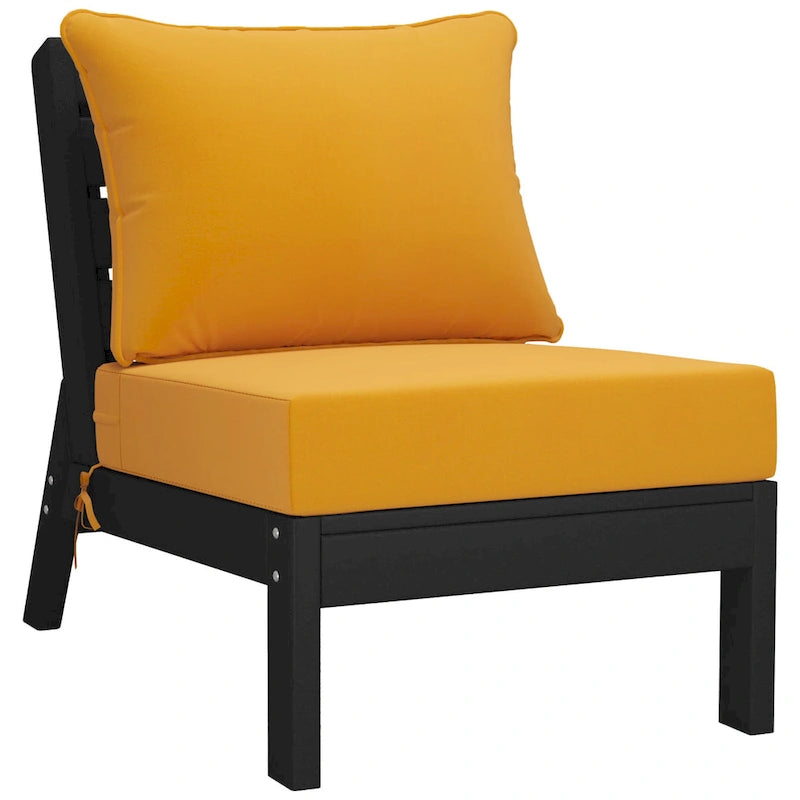 Polytrends Birchwood Sedia senza braccioli da esterno per patio con seduta profonda in HDPE per tutte le stagioni, nera con cuscini (1 pezzo)