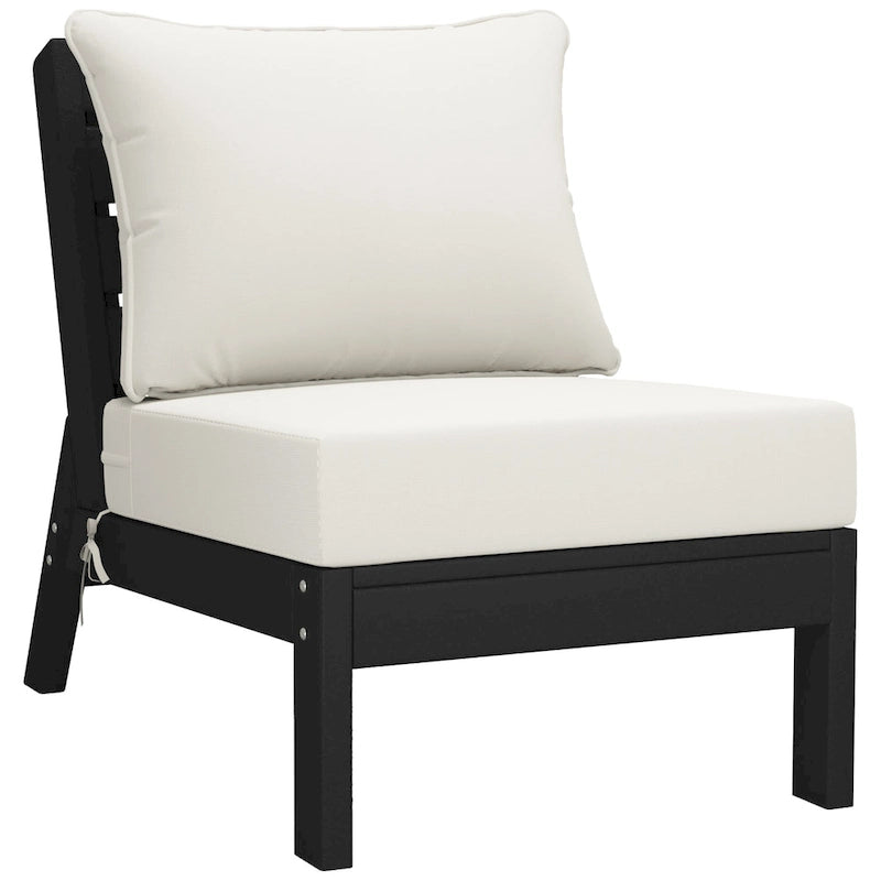 Polytrends Birchwood Sedia senza braccioli da esterno per patio con seduta profonda in HDPE per tutte le stagioni, nera con cuscini (1 pezzo)