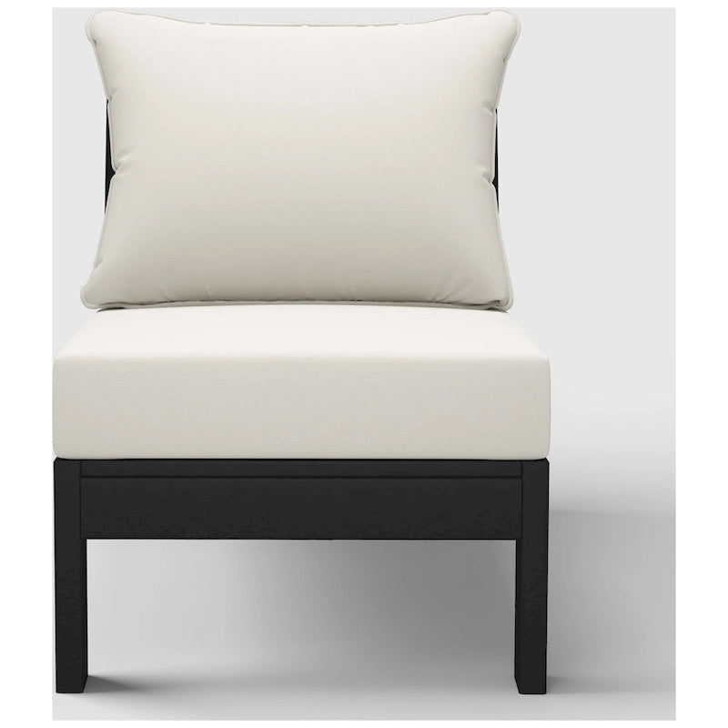 Polytrends Birchwood Sedia senza braccioli da esterno per patio con seduta profonda in HDPE per tutte le stagioni, nera con cuscini (1 pezzo)