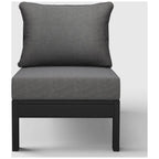 Polytrends Birchwood Sedia senza braccioli da esterno per patio con seduta profonda in HDPE per tutte le stagioni, nera con cuscini (1 pezzo)