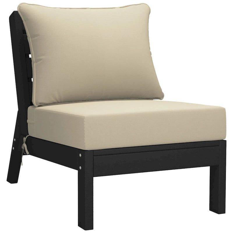 Polytrends Birchwood Sedia senza braccioli da esterno per patio con seduta profonda in HDPE per tutte le stagioni, nera con cuscini (1 pezzo)