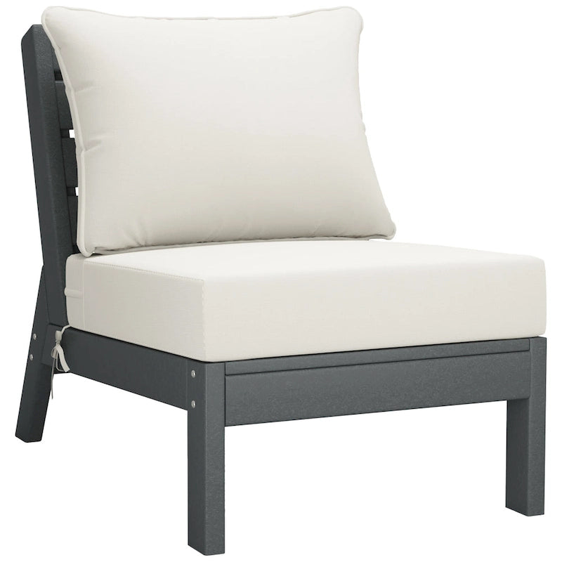 Polytrends Birchwood Divano da esterno a tre posti in HDPE resistente alle intemperie con cuscini, grigio (3 pezzi)
