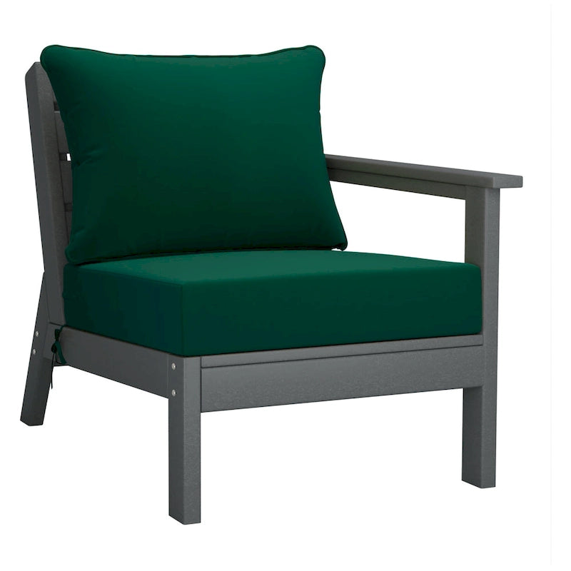 Polytrends Birchwood Divano da esterno a tre posti in HDPE resistente alle intemperie con cuscini, grigio (3 pezzi)