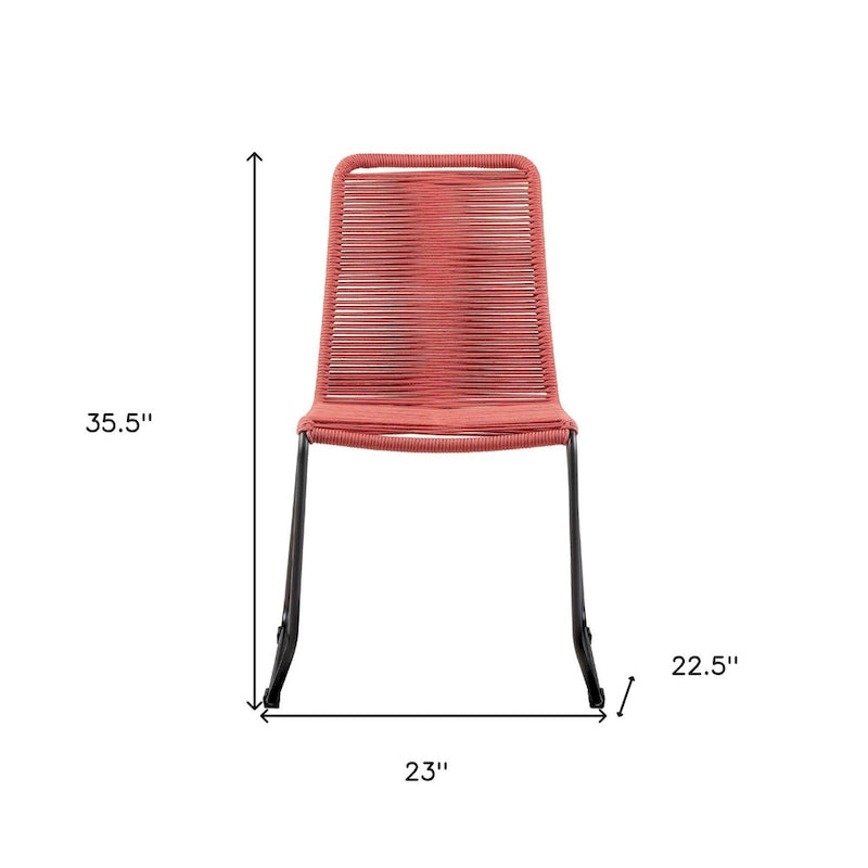 Set di due sedie da pranzo da esterno in metallo rosso da 23 pollici