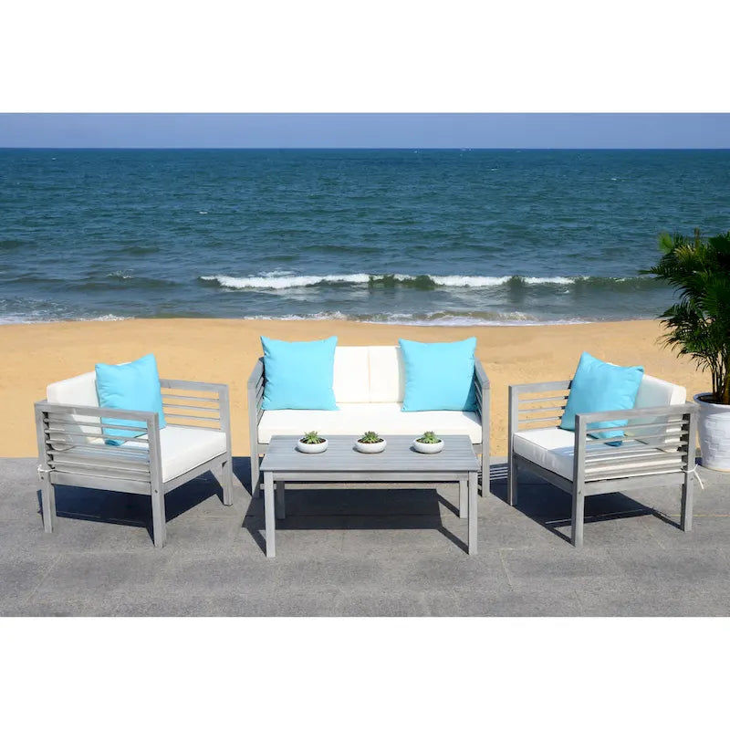 SAFAVIEH Outdoor Living Alda Set 4 pezzi con cuscini decorativi - 51W x 26D x 26H