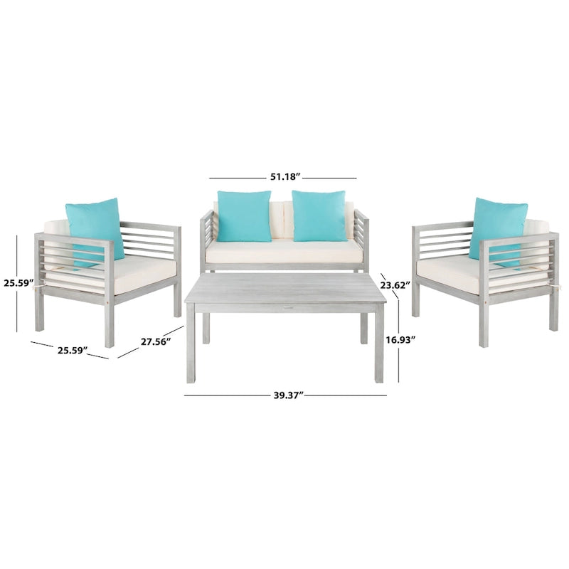 SAFAVIEH Outdoor Living Alda Set 4 pezzi con cuscini decorativi - 51W x 26D x 26H