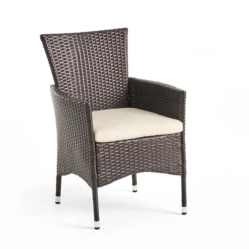 Sedie da pranzo da esterno in polyrattan PE marrone effetto vimini (set da 2)