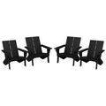 Polytrends Coastin Sedia Adirondack Moderna in Polietilene (Set di 4), Nero