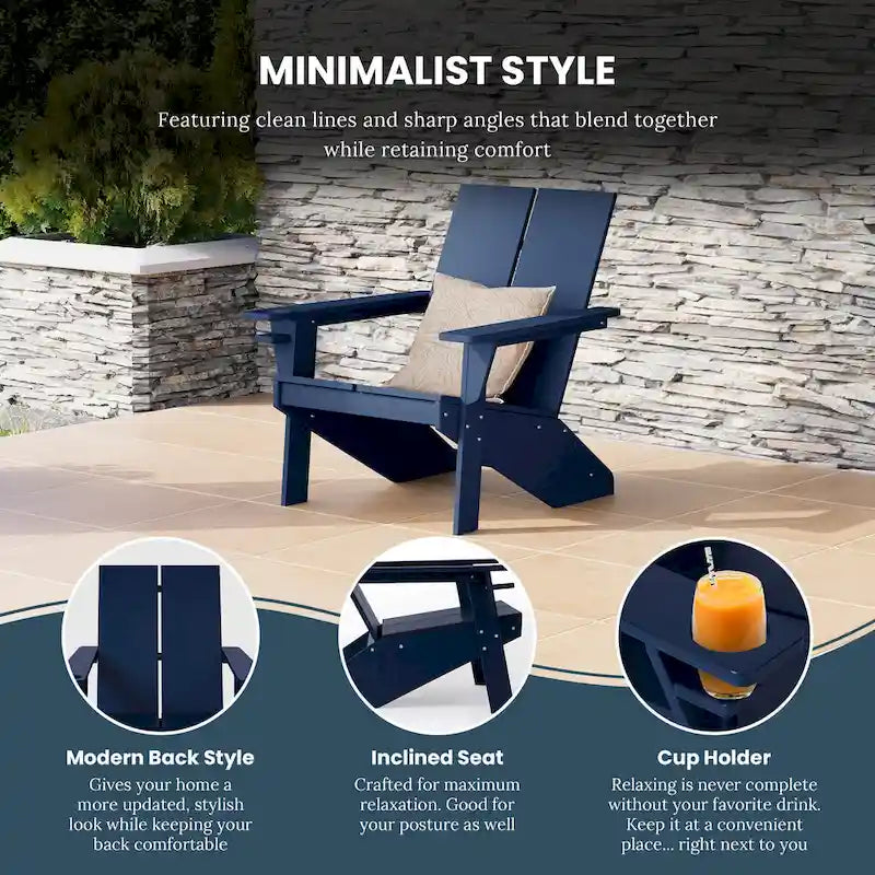 Polytrends Coastin Sedia Adirondack Moderna in Polietilene (Set di 4), Nero