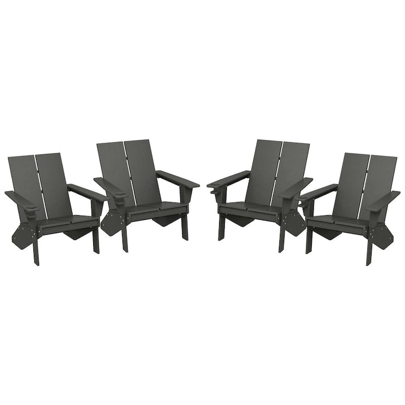Polytrends Coastin Sedia Adirondack Moderna in Polietilene (Set di 4), Nero