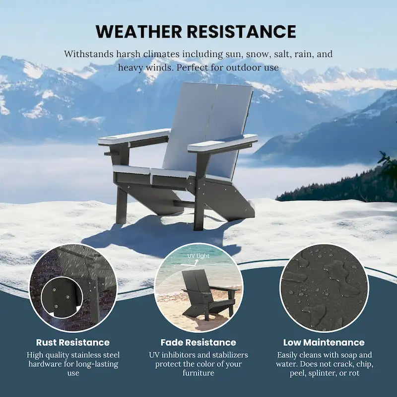 Polytrends Coastin Sedia Adirondack Moderna in Polietilene (Set di 4), Nero