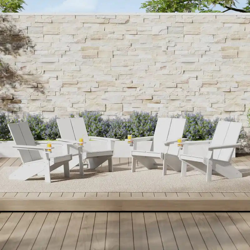 Polytrends Coastin Sedia Adirondack Moderna in Polietilene (Set di 4), Nero