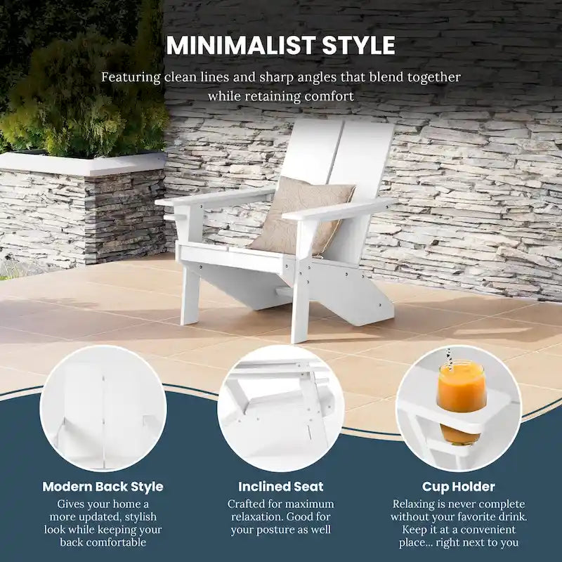 Polytrends Coastin Sedia Adirondack Moderna in Polietilene (Set di 4), Nero