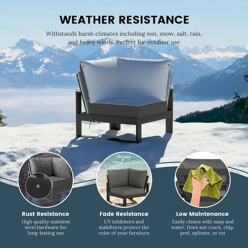 Polytrends Endless Patio, sedia angolare profonda con telaio grigio