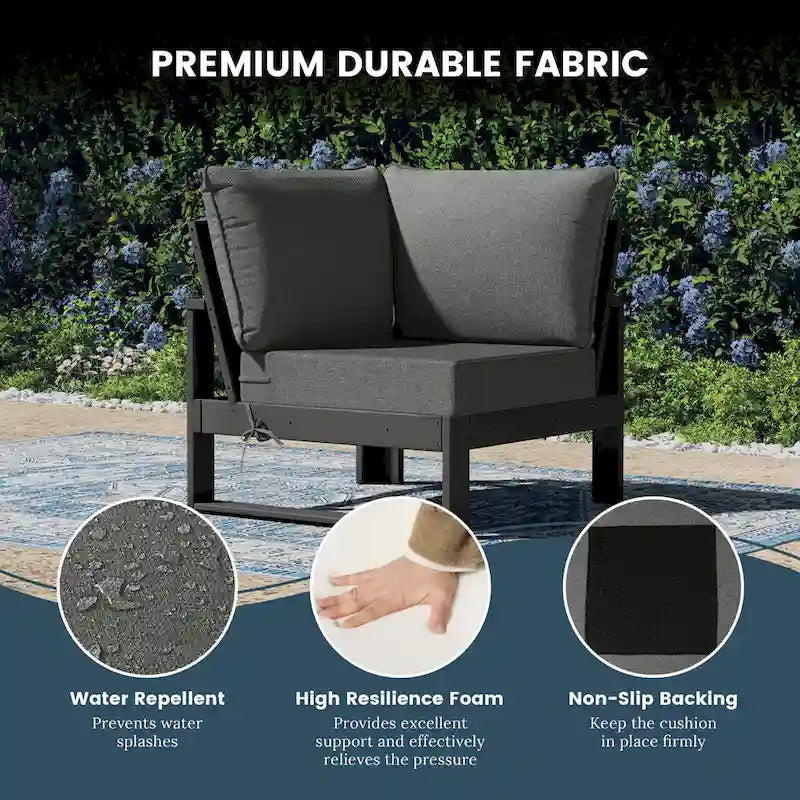 Polytrends Endless Patio, sedia angolare profonda con telaio grigio
