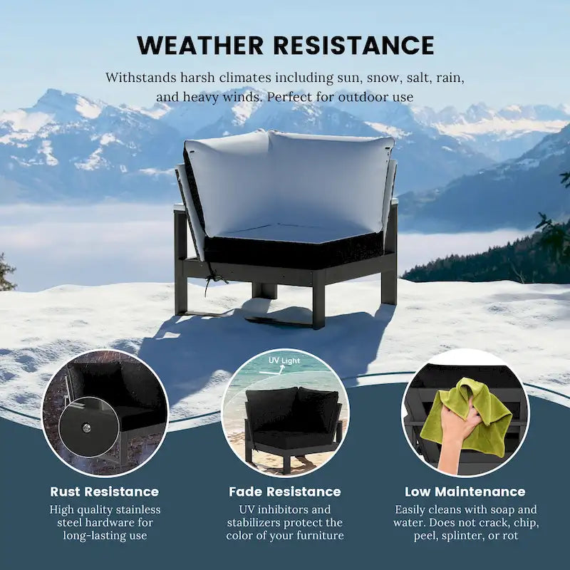 Polytrends Endless Patio, sedia angolare profonda con telaio grigio