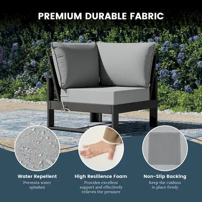 Polytrends Endless Patio, sedia angolare profonda con telaio grigio