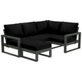 Set da salotto profondo Polytrends Endless Patio 5 pezzi con pouf con struttura grigia