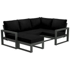 Set da salotto profondo Polytrends Endless Patio 5 pezzi con pouf con struttura grigia