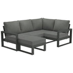Set da salotto profondo Polytrends Endless Patio 5 pezzi con pouf con struttura grigia