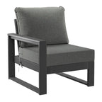 Set da salotto profondo Polytrends Endless Patio 5 pezzi con pouf con struttura grigia