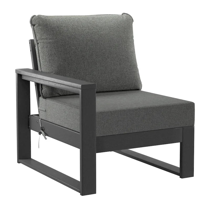Set da salotto profondo Polytrends Endless Patio 5 pezzi con pouf con struttura grigia