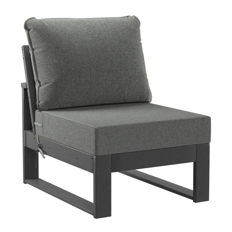 Set da salotto profondo Polytrends Endless Patio 5 pezzi con pouf con struttura grigia
