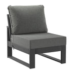 Set da salotto profondo Polytrends Endless Patio 5 pezzi con pouf con struttura grigia