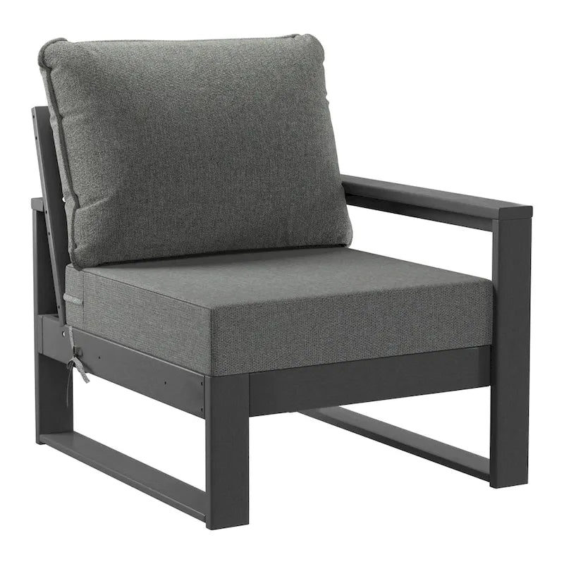 Set da salotto profondo Polytrends Endless Patio 5 pezzi con pouf con struttura grigia