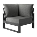 Set da salotto profondo Polytrends Endless Patio 5 pezzi con pouf con struttura grigia