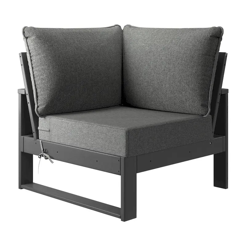 Set da salotto profondo Polytrends Endless Patio 5 pezzi con pouf con struttura grigia