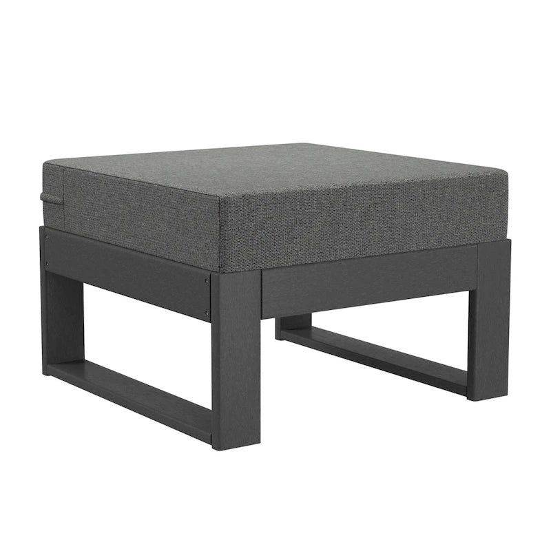 Set da salotto profondo Polytrends Endless Patio 5 pezzi con pouf con struttura grigia