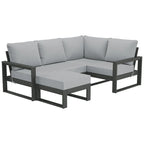 Set da salotto profondo Polytrends Endless Patio 5 pezzi con pouf con struttura grigia