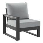 Set da salotto profondo Polytrends Endless Patio 5 pezzi con pouf con struttura grigia