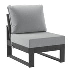 Set da salotto profondo Polytrends Endless Patio 5 pezzi con pouf con struttura grigia