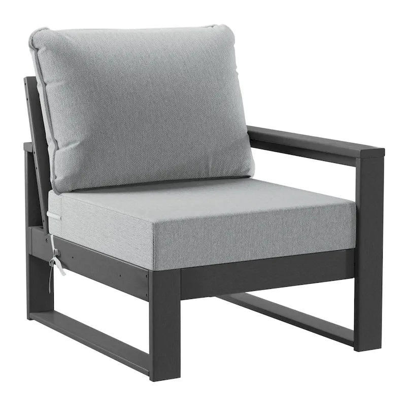 Set da salotto profondo Polytrends Endless Patio 5 pezzi con pouf con struttura grigia