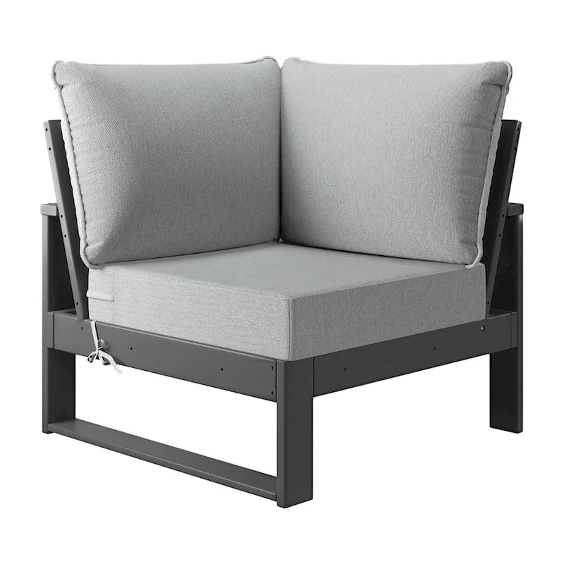 Set da salotto profondo Polytrends Endless Patio 5 pezzi con pouf con struttura grigia