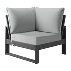 Set da salotto profondo Polytrends Endless Patio 5 pezzi con pouf con struttura grigia