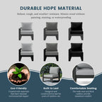 Set da salotto profondo Polytrends Endless Patio 5 pezzi con pouf con struttura grigia