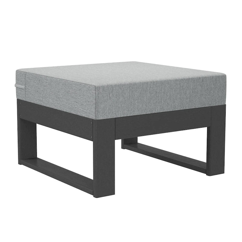 Set da salotto profondo Polytrends Endless Patio 5 pezzi con pouf con struttura grigia