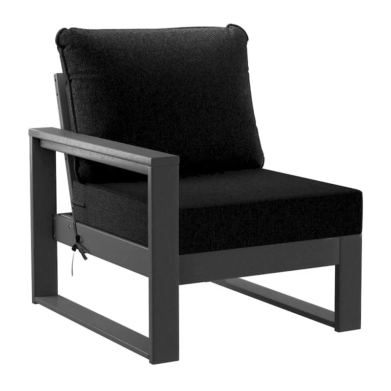 Set da salotto profondo Polytrends Endless Patio 5 pezzi con pouf con struttura grigia
