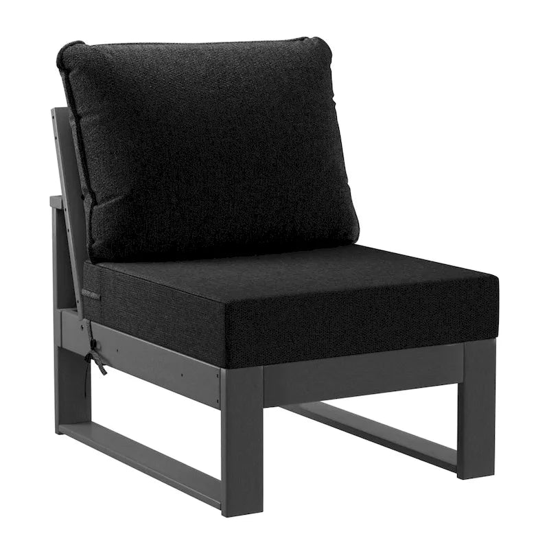 Set da salotto profondo Polytrends Endless Patio 5 pezzi con pouf con struttura grigia