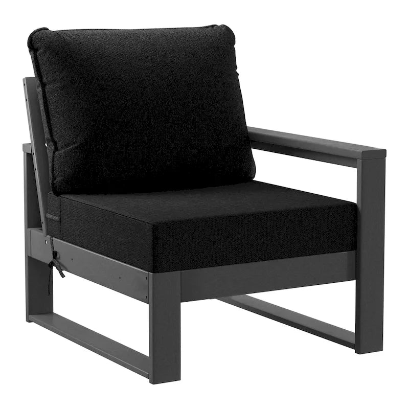 Set da salotto profondo Polytrends Endless Patio 5 pezzi con pouf con struttura grigia