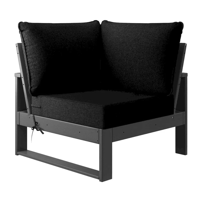 Set da salotto profondo Polytrends Endless Patio 5 pezzi con pouf con struttura grigia