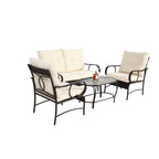 Set da salotto da esterno in vimini da 4 pezzi con cuscino, per portico e terrazza