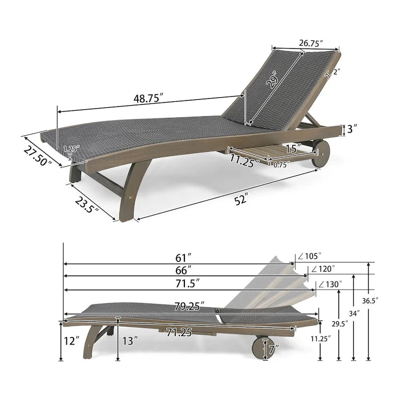 Chaise longue Banzai con vassoio estraibile