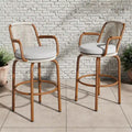 Christopher Knight Home - Sgabelli da bar Jordan moderni in corda di rattan intrecciata con schienale e braccioli, set da 2