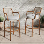Christopher Knight Home - Sgabelli da bar Jordan moderni in corda di rattan intrecciata con schienale e braccioli, set da 2