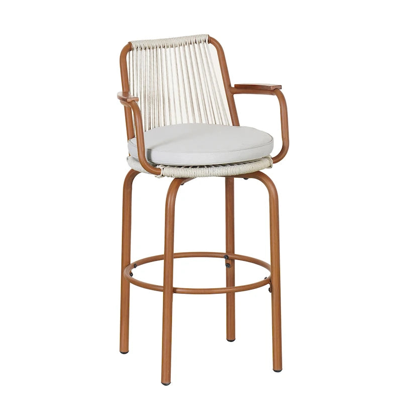 Christopher Knight Home - Sgabelli da bar Jordan moderni in corda di rattan intrecciata con schienale e braccioli, set da 2